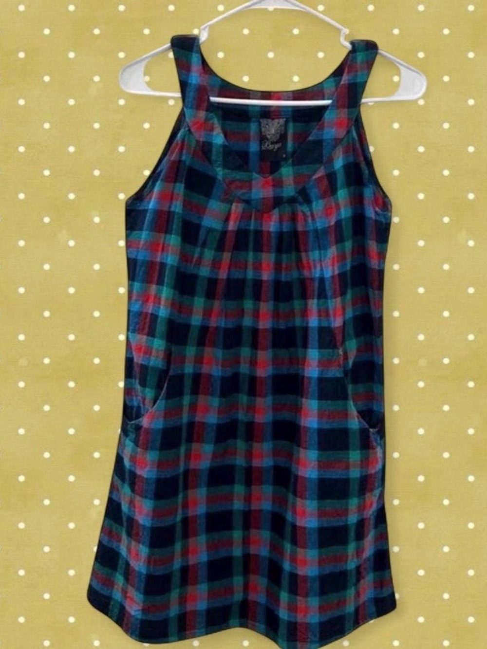 Preppy Y2K Boho Prairie Cottage Plaid Dress M Bayo Blue Red Fairy Indie Alt Mori